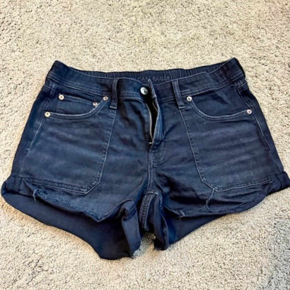 American Eagle Black Denim Jean Shorts, Size 6